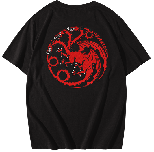 Fire And Blood Embroidered Oversize T-Shirt