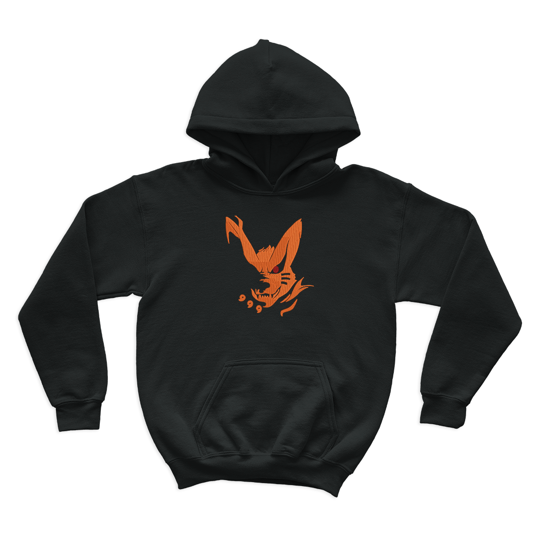 Kurama Nine-Tail fox Seal Front & Back Embroidered Hoodie