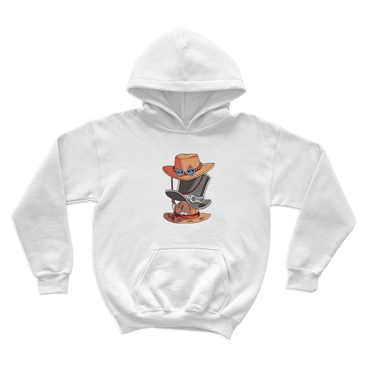 Luffy. Ace and Sabo Hats Embroidered Hoodie